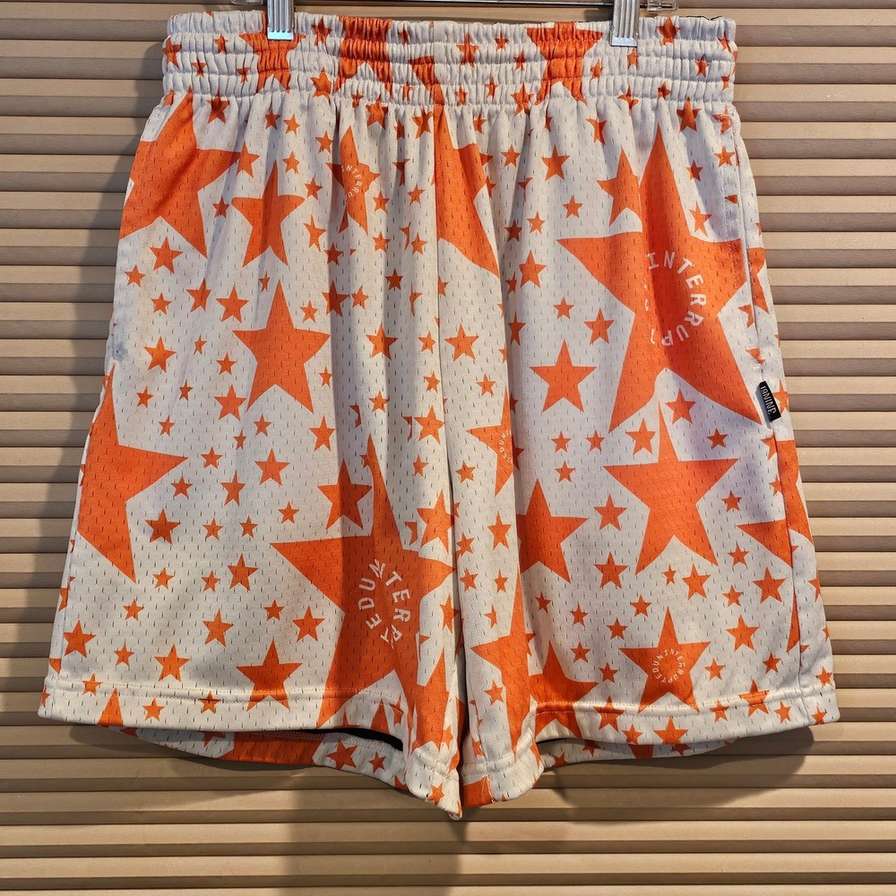 19nine Uninterrupted Hardwood History Basketball Shorts Orange Stars Mens M